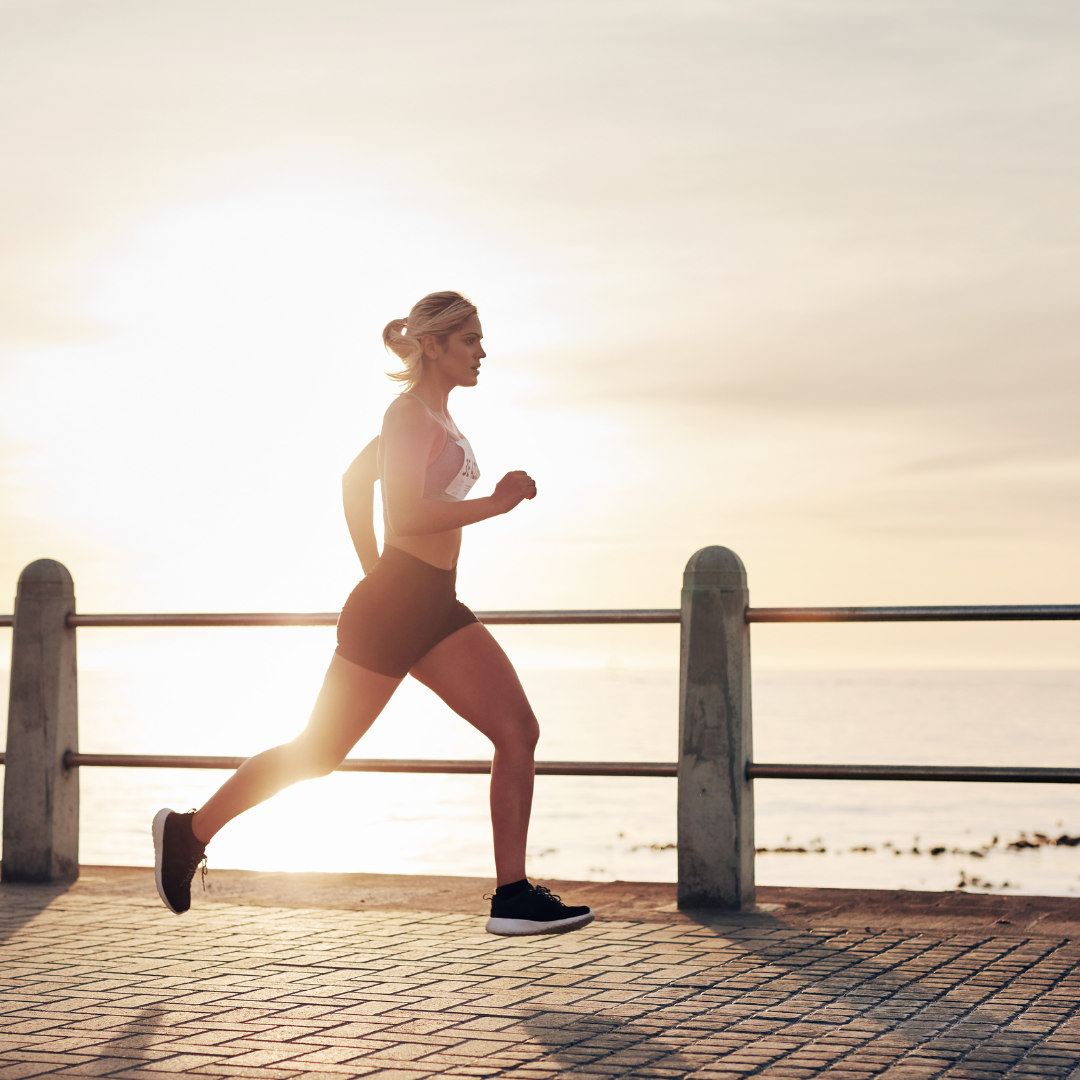 Woman running in a park